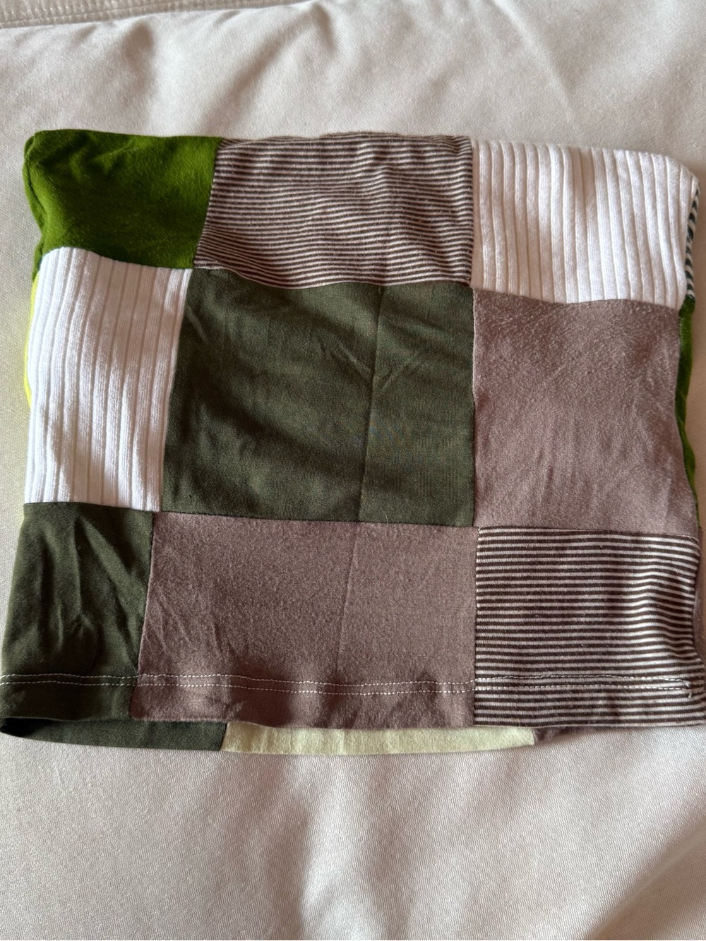 Patchwork Strapless Tube Top in Olive, Taupe, Cream